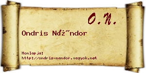 Ondris Nándor névjegykártya